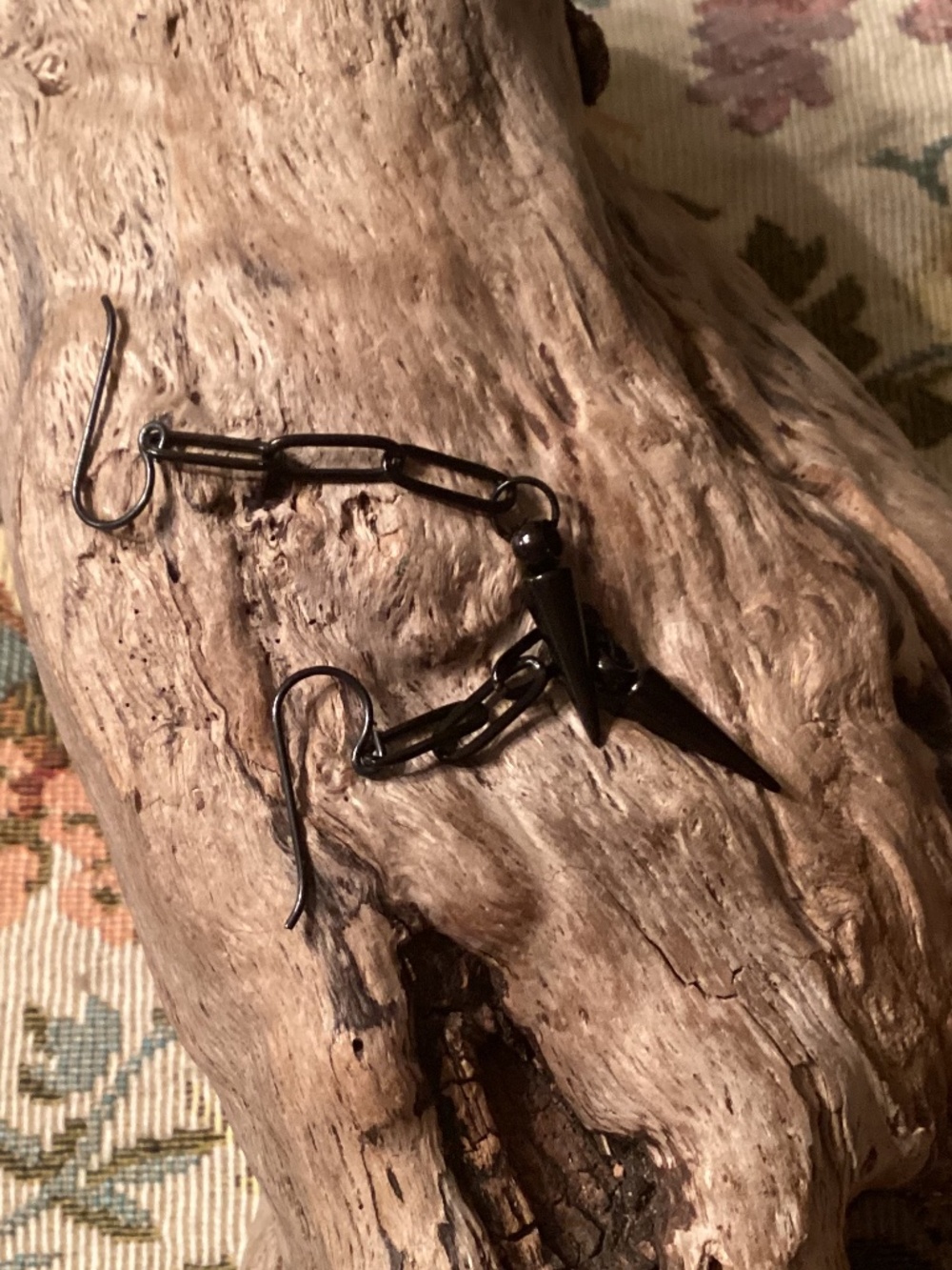 Black Spike Paperclip Dangle Earrings